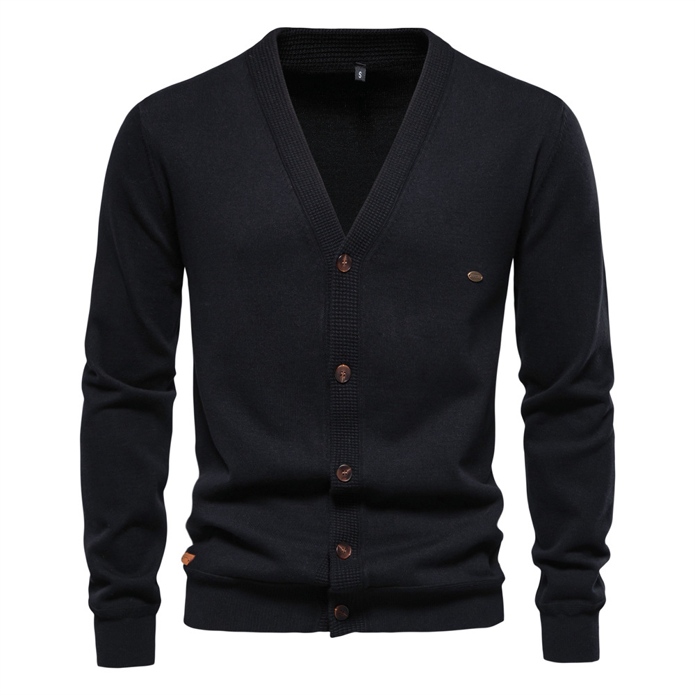 Men's V-Neck Cardigan Sweater – Slim Fit, High-Quality Knit for Business & Casual Wear