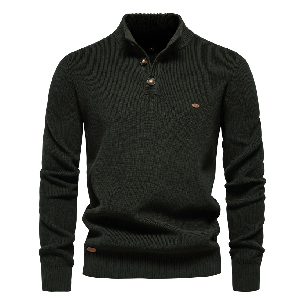 Men's Half-Zip Pullover Sweater - Long Sleeve Mock Neck Solid Color Casual Top
