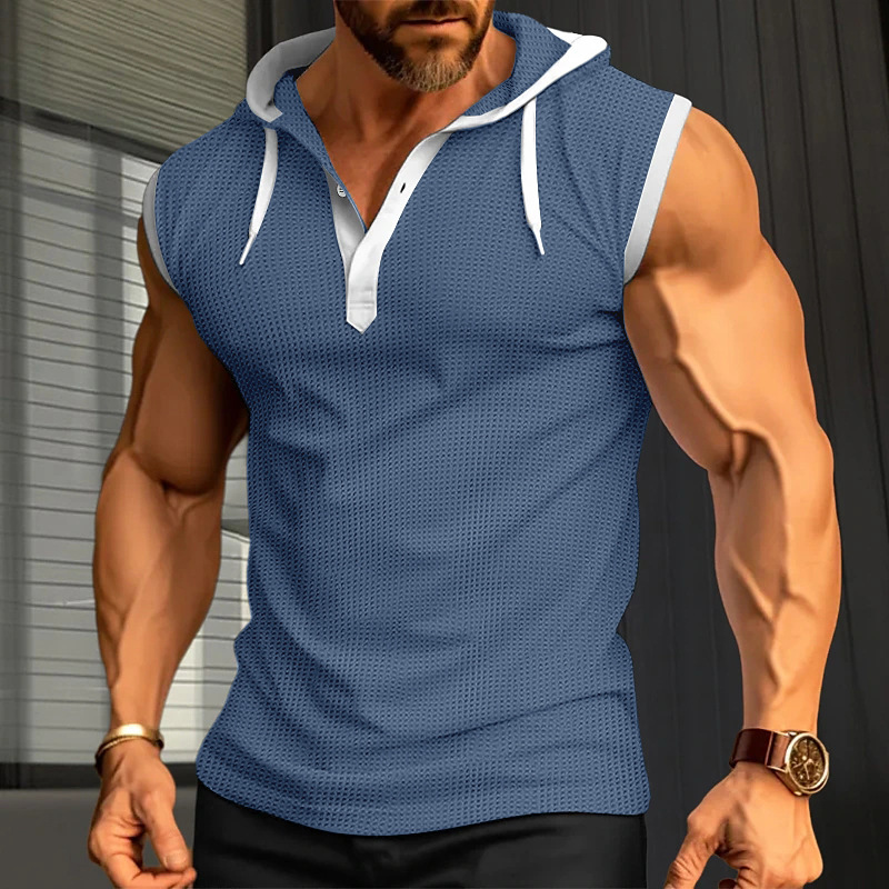 Men's Casual Loose Fit Hooded Pullover Vest