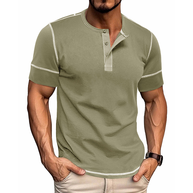 Men's Muscle Fit Colorblock Henley T-Shirt