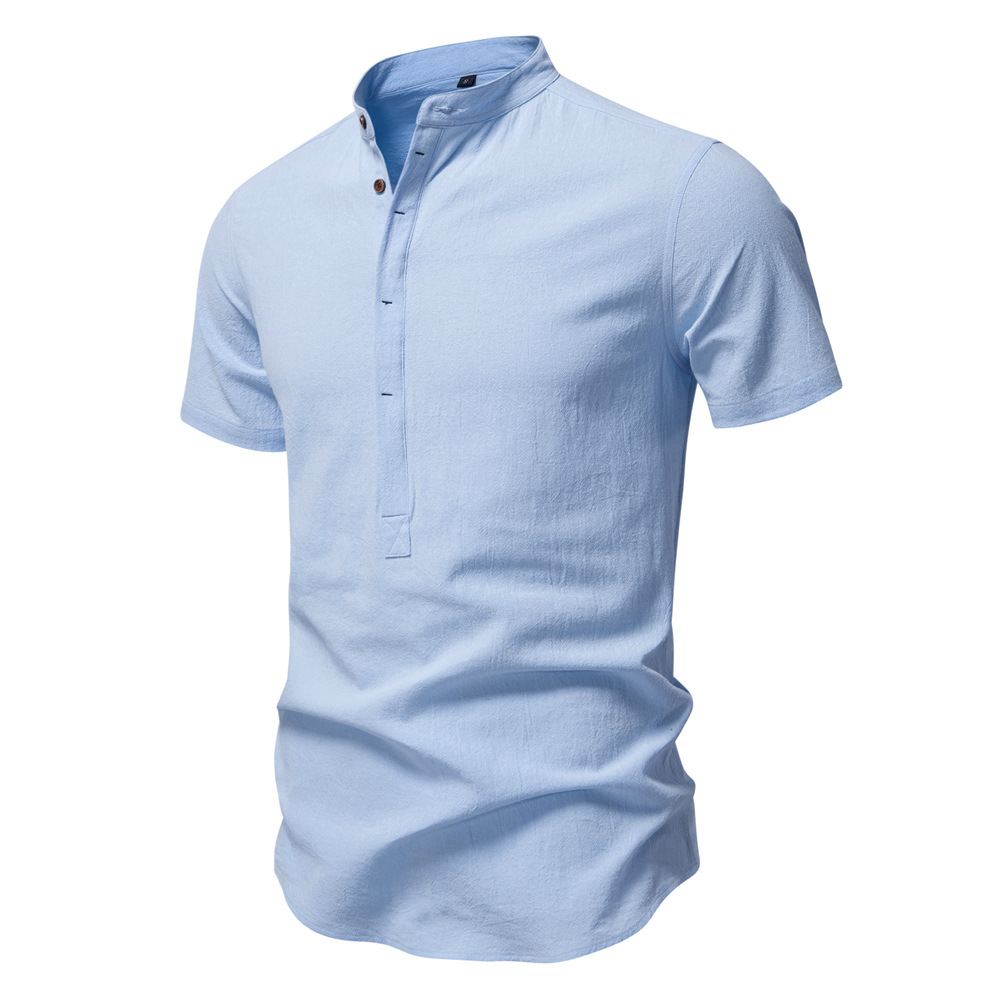 Men's Cotton Linen Short Sleeve Shirt