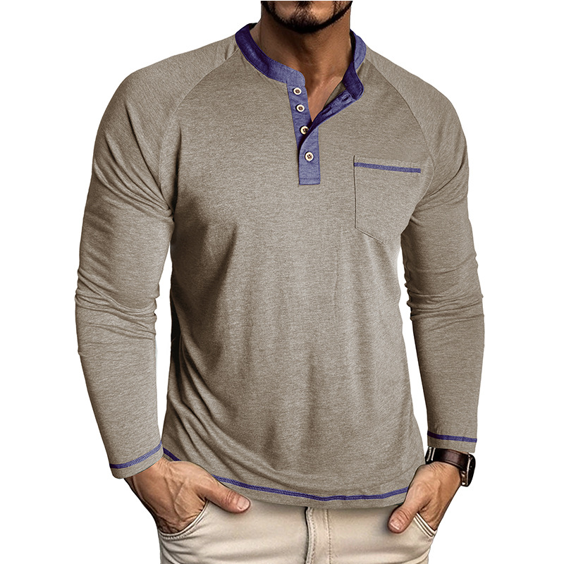 Men’s Colorblock Long Sleeve Henley Shirt