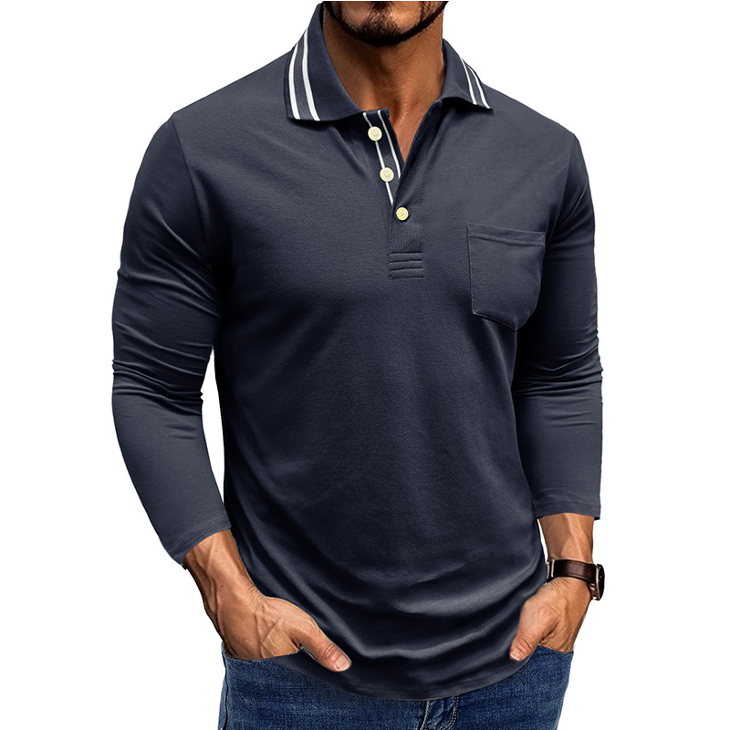Men’s Cotton Long Sleeve Polo Shirt