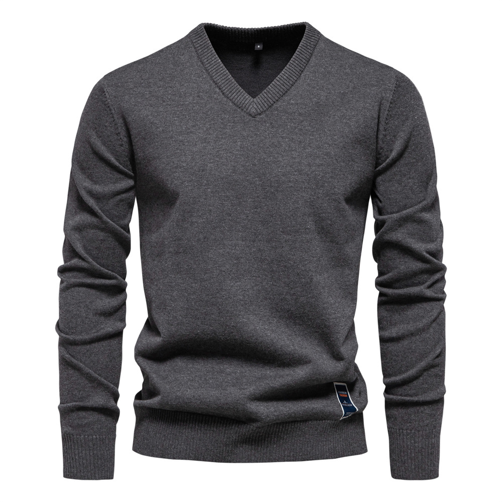 Men's Stretch Comfort V-Neck Cotton Sweater