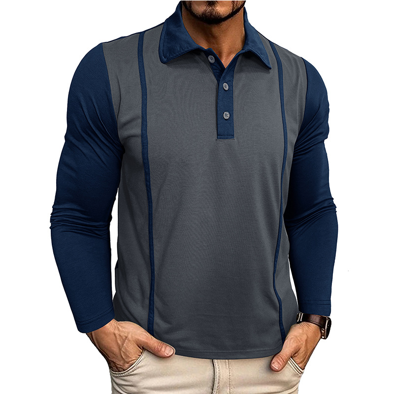 Men's Colorblock Long Sleeve Polo