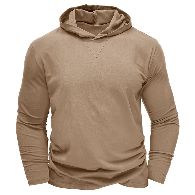 Men's Cotton Solid Color Long Sleeve Pullover Hoodie