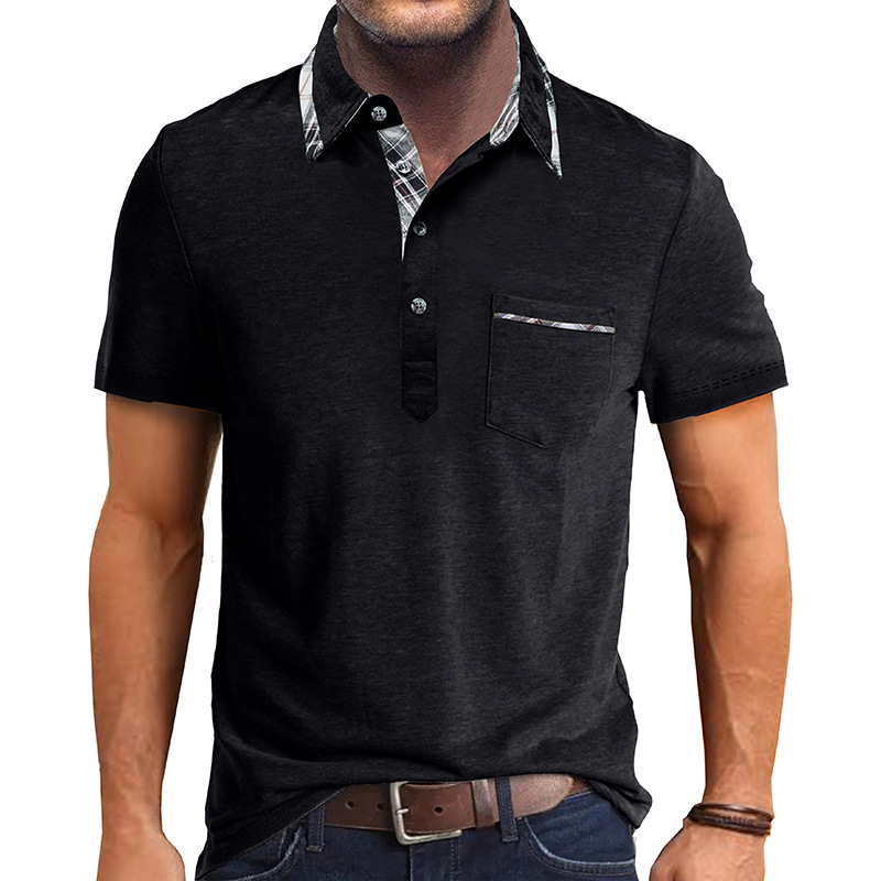 Men's Plaid Collared Short Sleeve Polo Shirt