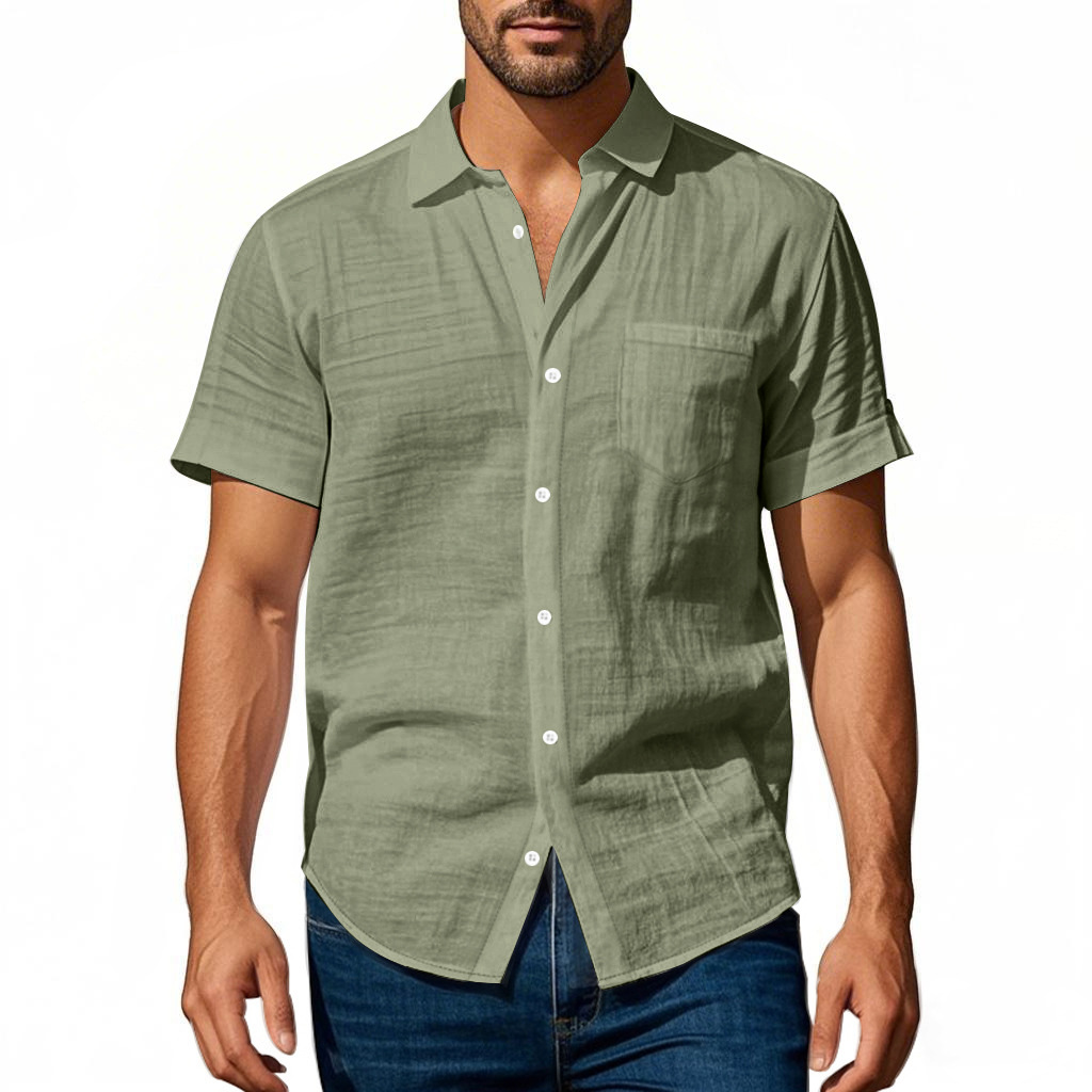 Men's Washed Linen Short Sleeve Shirt
