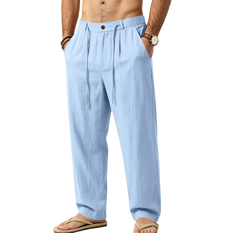 Men's Sand-Washed Linen Drawstring Pants