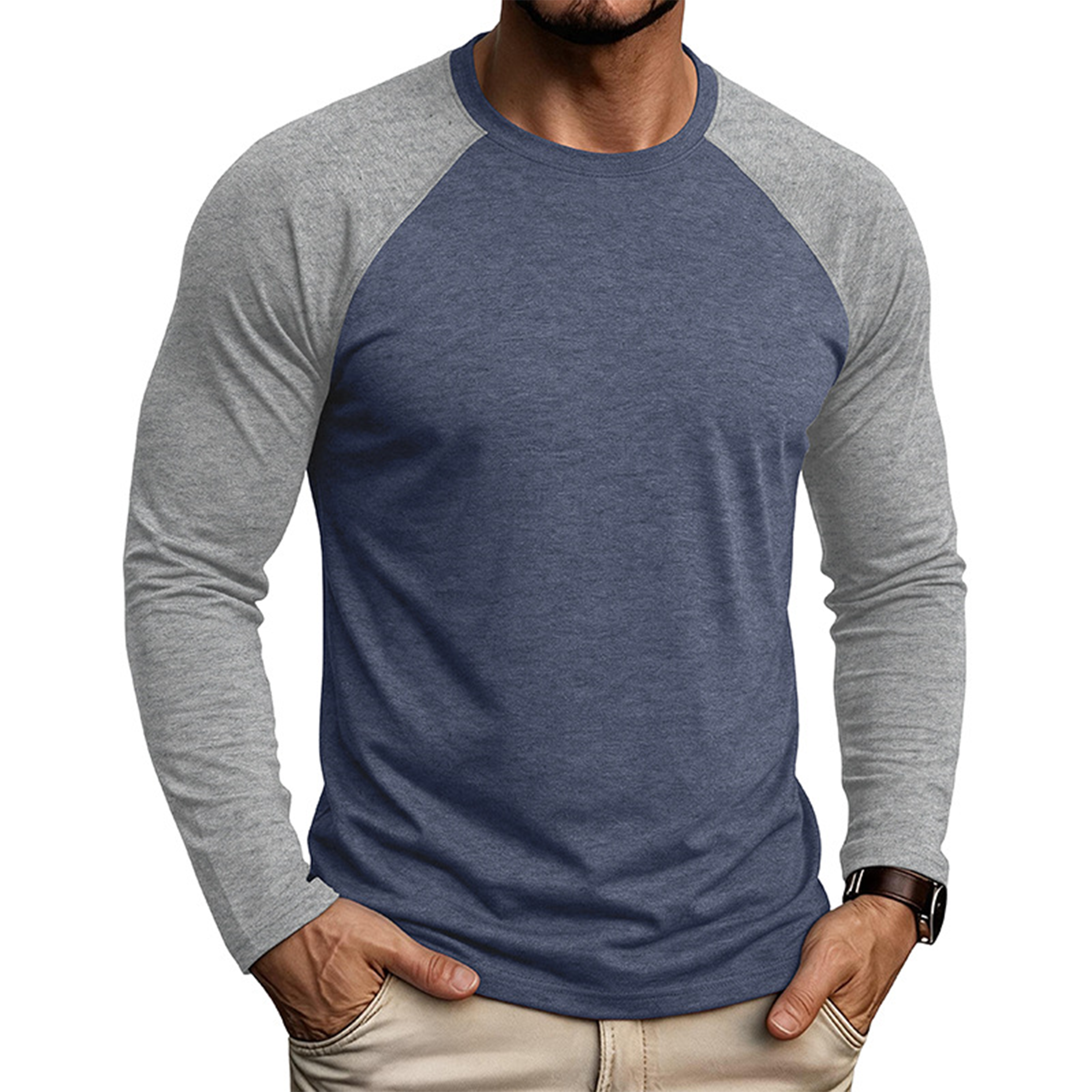Men's Colorblock Raglan Long Sleeve T-Shirt
