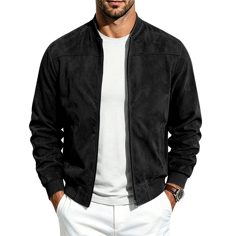 Men's Suede-Look Bomber Jacket