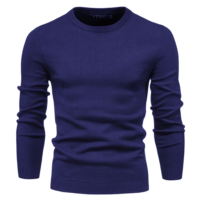 Men's Pullover Solid Color Warm Slim Crew Neck Sweater
