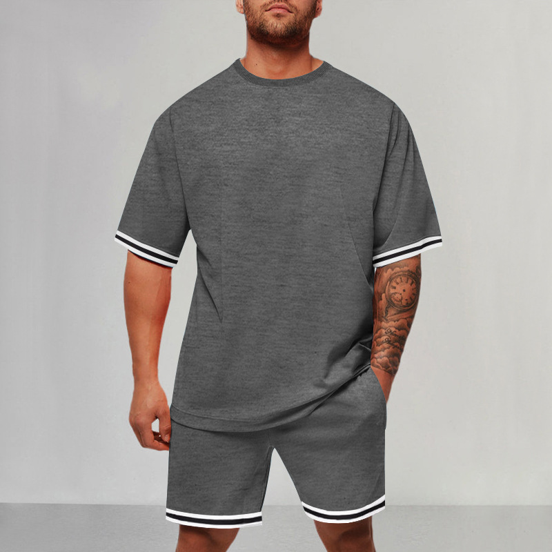 Men's Colorblock Crew Neck Short Sleeve Two-Piece Set