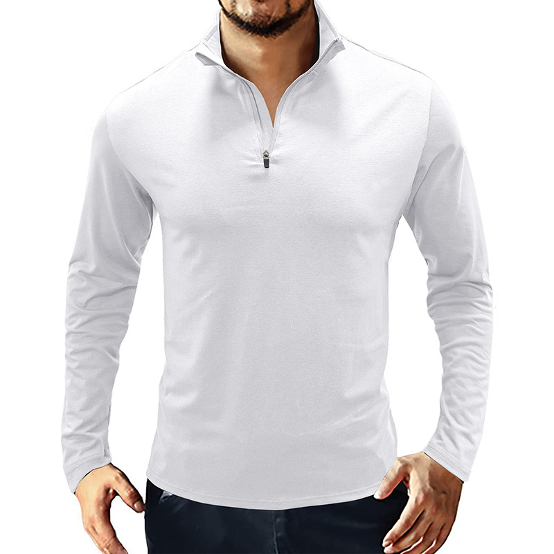 Men's Basic Stand Collar Zipper Polo Shirt