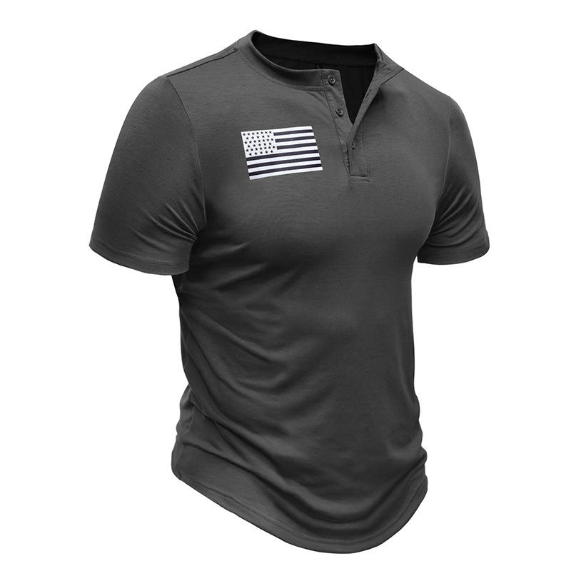 Men's Casual Button Short Sleeve Henley Outdoor Tactical Shirt