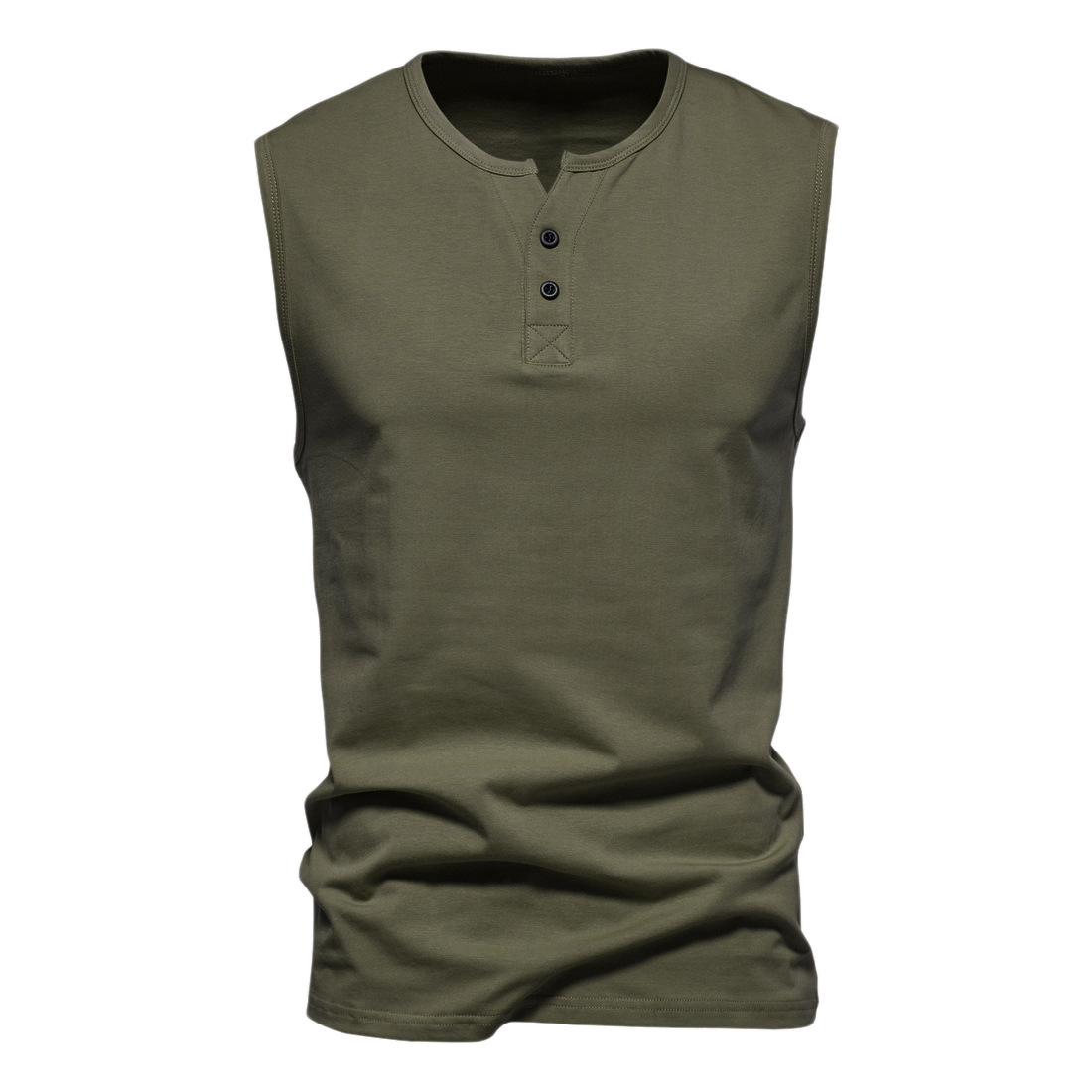 Men's Summer Sleeveless Henley Neck Tank Top Base Shirt