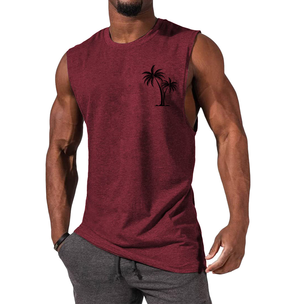 Men's Coconut Tree Print Muscle Leisure Sports Vest