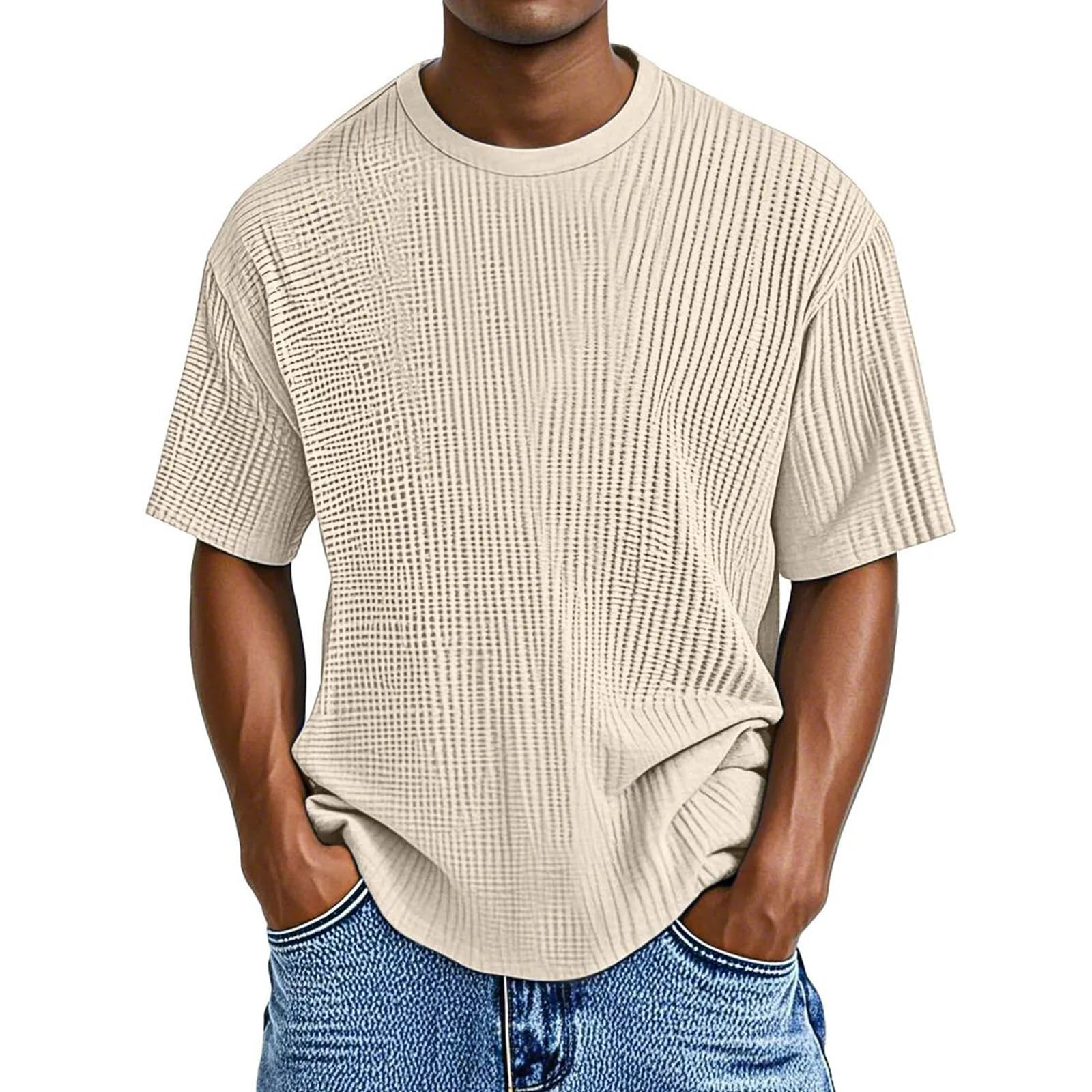 Men's Waffle Knit Short Sleeve Crew Neck T-Shirt