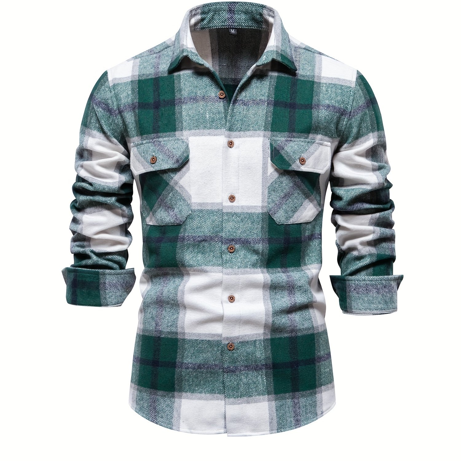 Men's Casual Stylish Plaid Long Sleeve Lapel Shirt