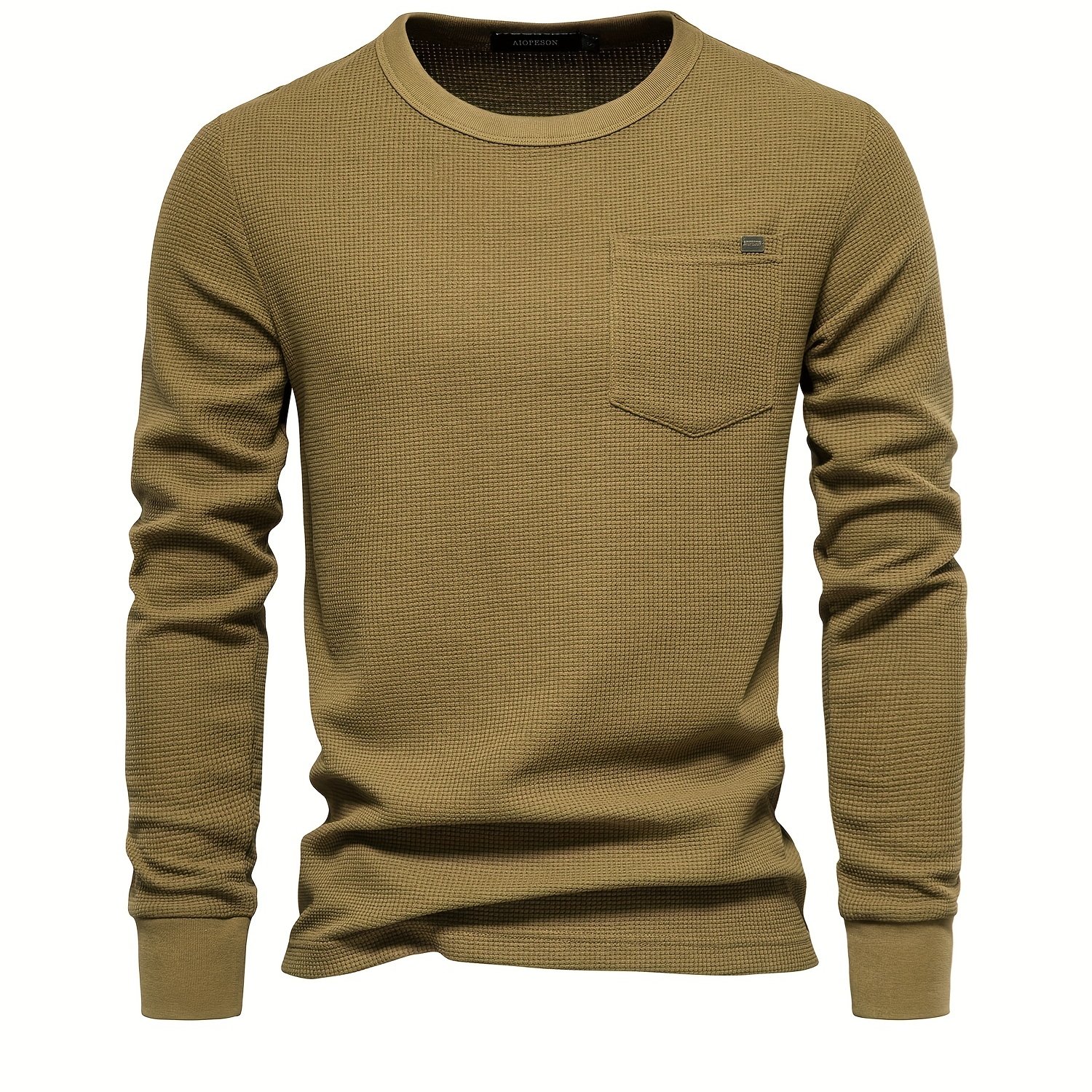 Men's Casual Comfy Long Sleeve Waffle T-shirt