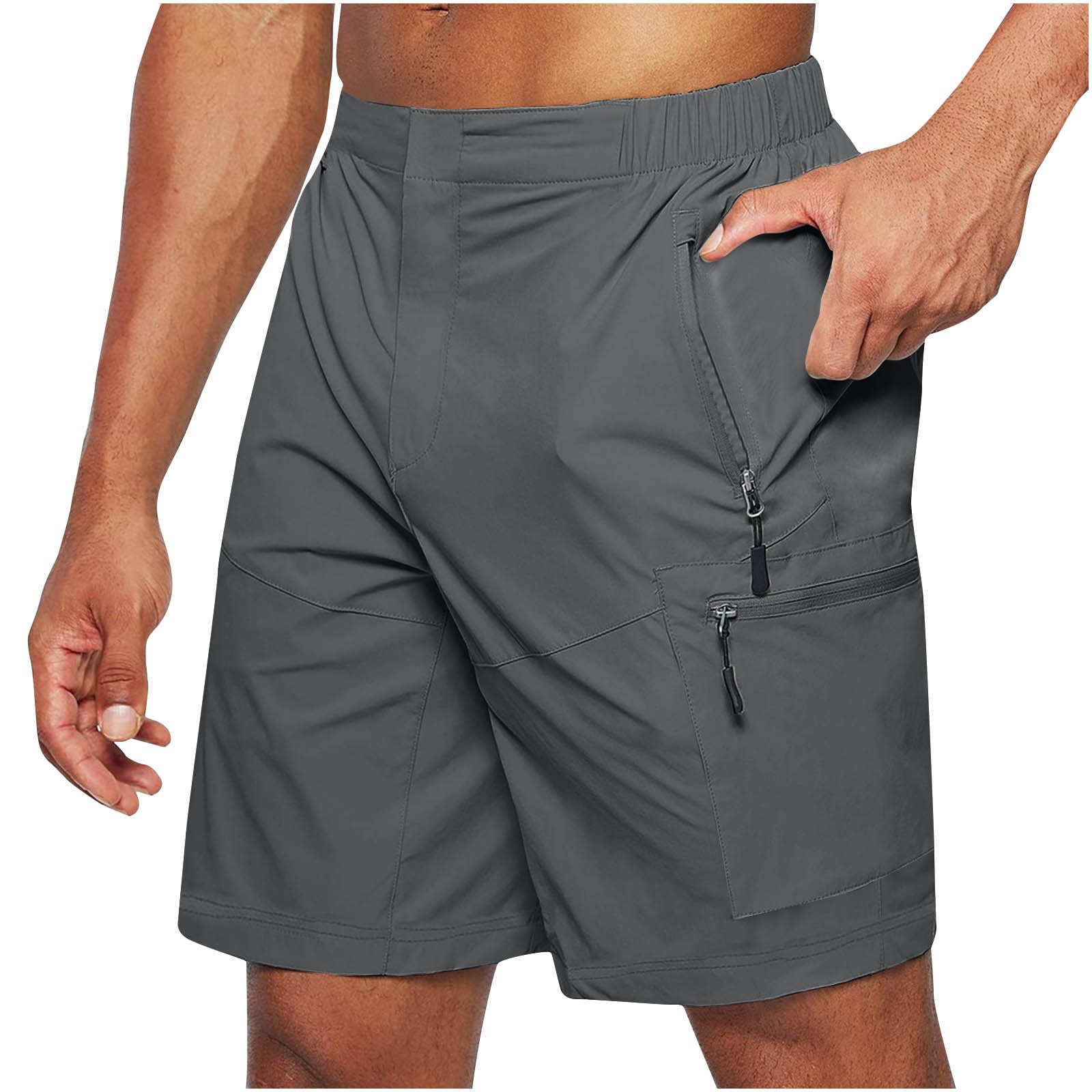 Men's Cargo Shorts with Zipper Pockets Lightweigth Loose Comfy Plus Size Hiking Shorts