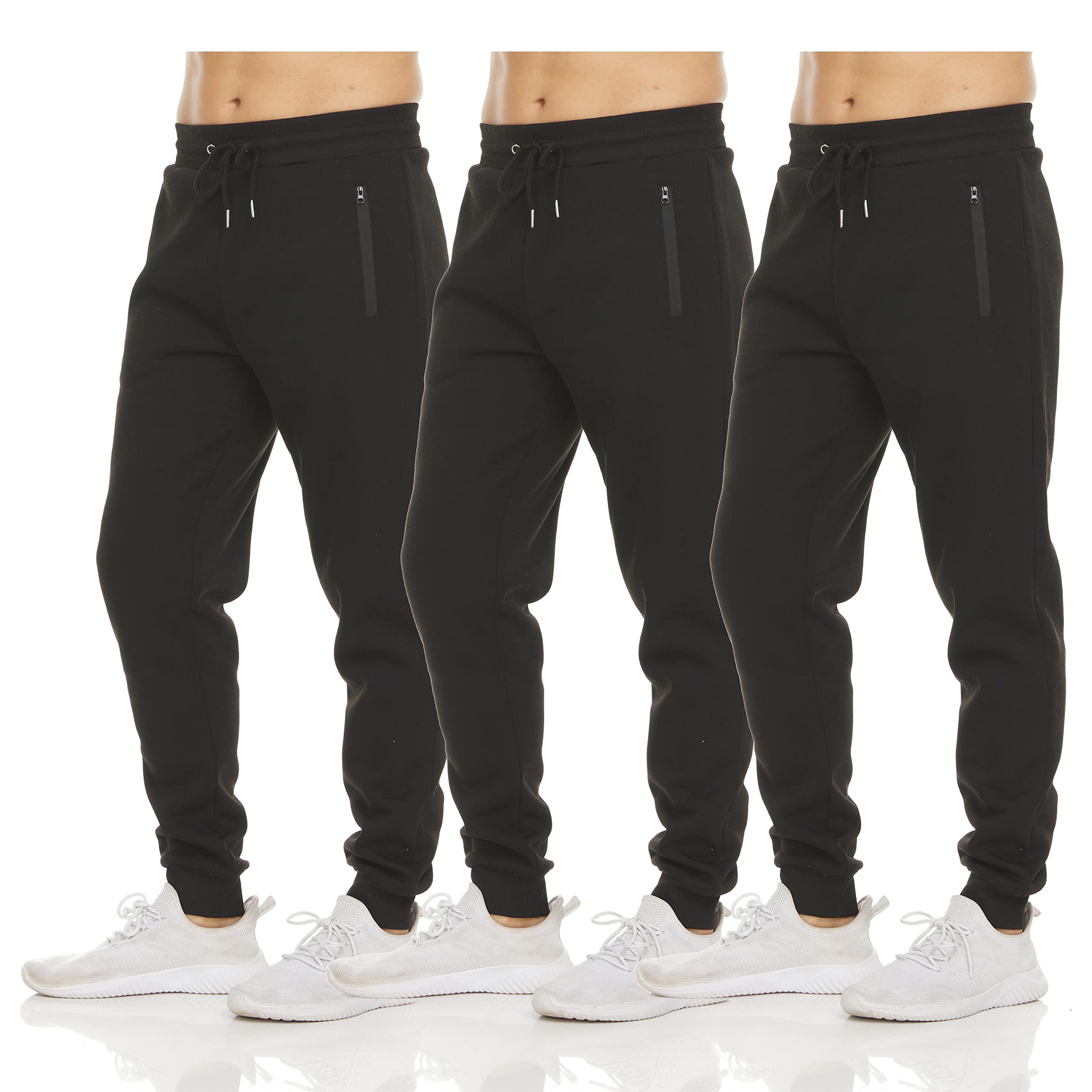 Mens Drawstring Fleece Sweatpants with Zipper Pocket