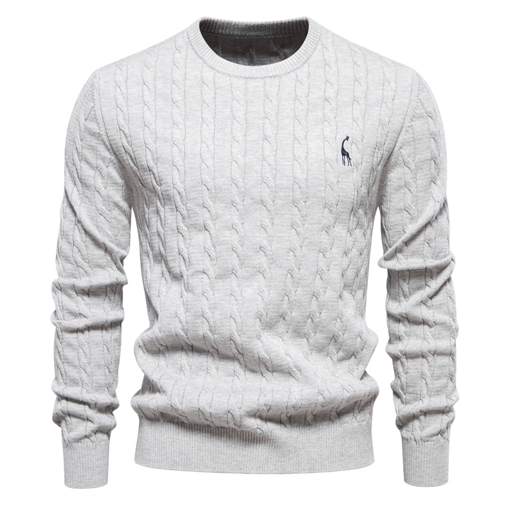 Men's Crewneck Sweater with Deer Embroidery – Martwil Casual Knit Pullover