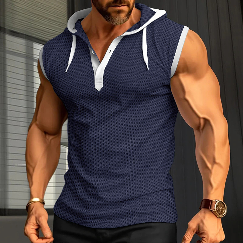 Men's Casual Loose Fit Hooded Pullover Vest
