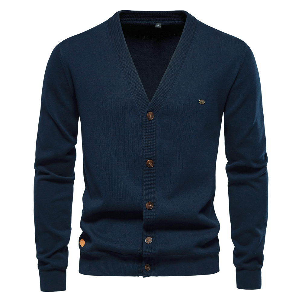 Men's V-Neck Cardigan Sweater – Slim Fit, High-Quality Knit for Business & Casual Wear