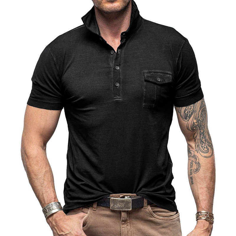 Men's Solid Color Collared Short Sleeve Polo Shirt
