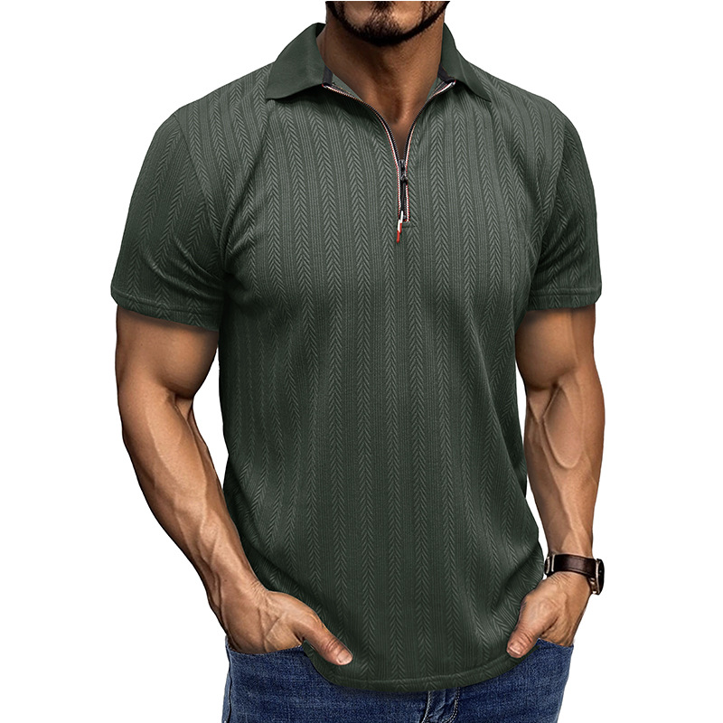 Men's Textured Zip Polo Shirt