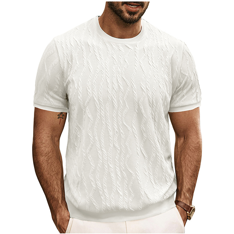 Men's Jacquard Knit Crew Neck T-Shirt