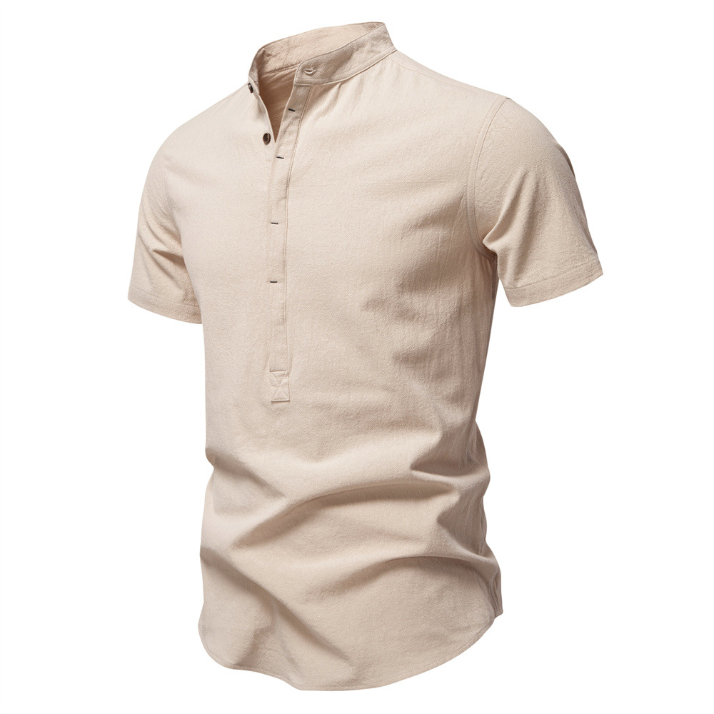 Men's Cotton Linen Short Sleeve Shirt