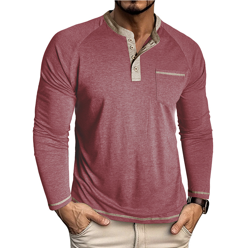 Men’s Colorblock Long Sleeve Henley Shirt