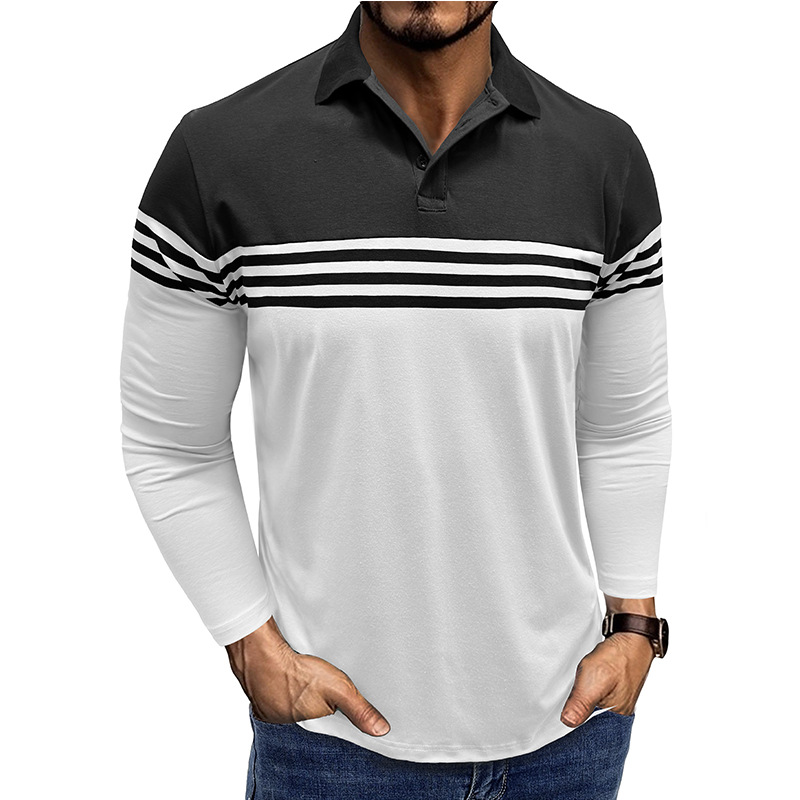 Men’s Striped Long Sleeve Polo Shirt