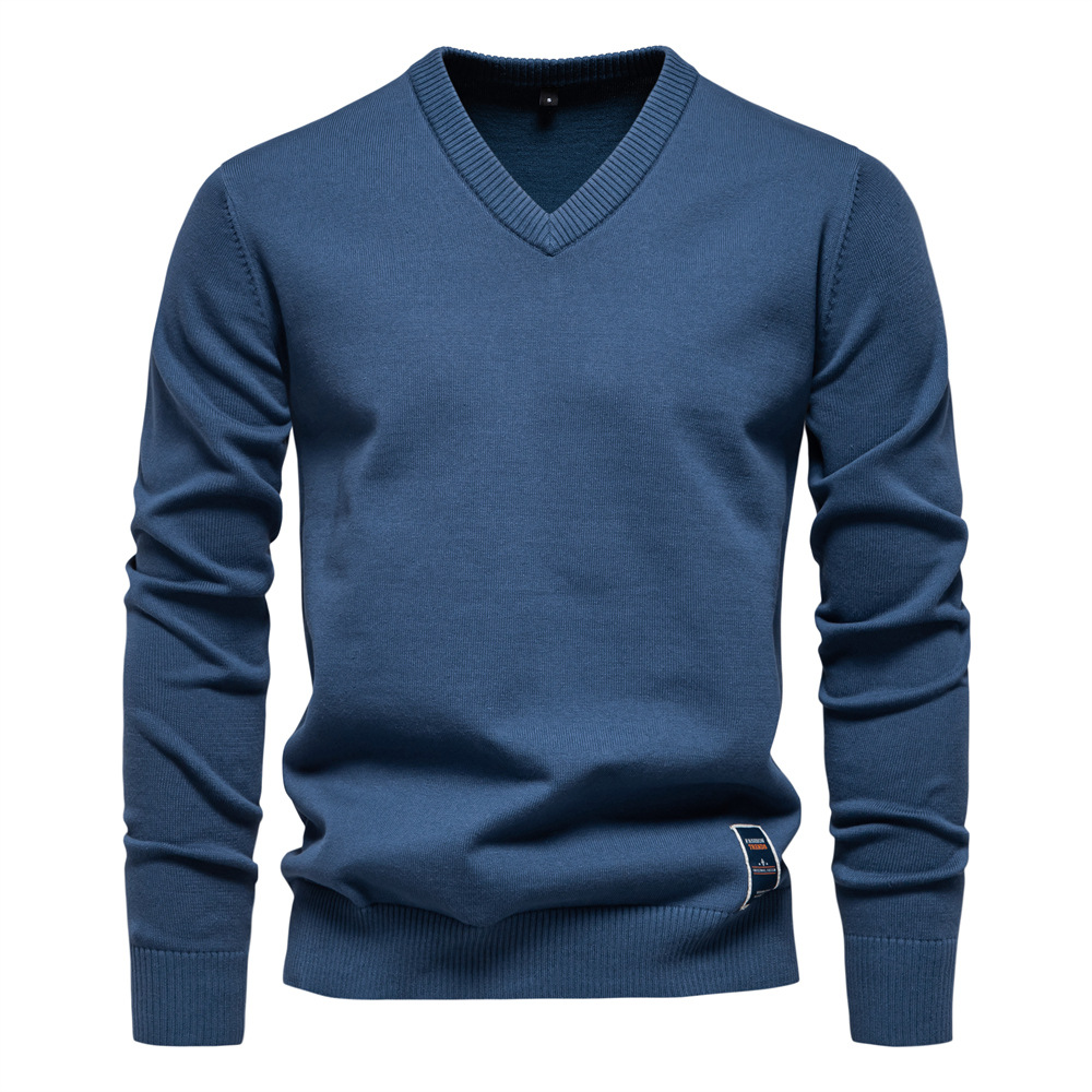 Men's Stretch Comfort V-Neck Cotton Sweater