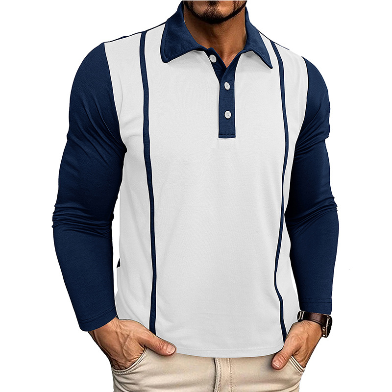 Men's Colorblock Long Sleeve Polo