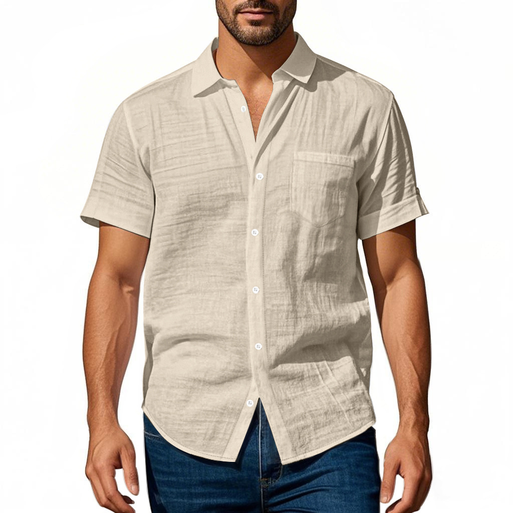 Men's Washed Linen Short Sleeve Shirt