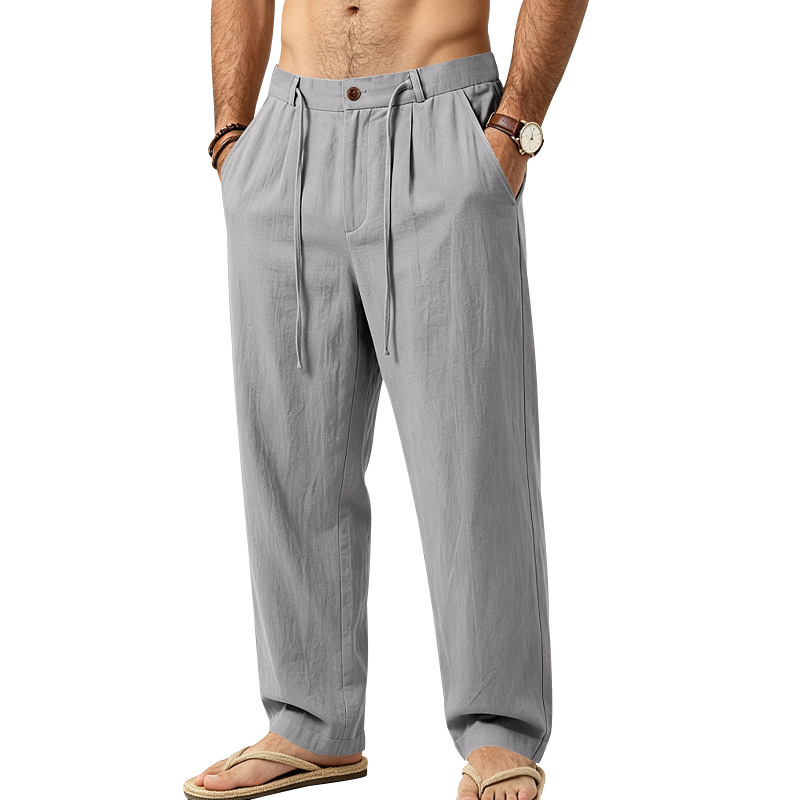 Men's Sand-Washed Linen Drawstring Pants