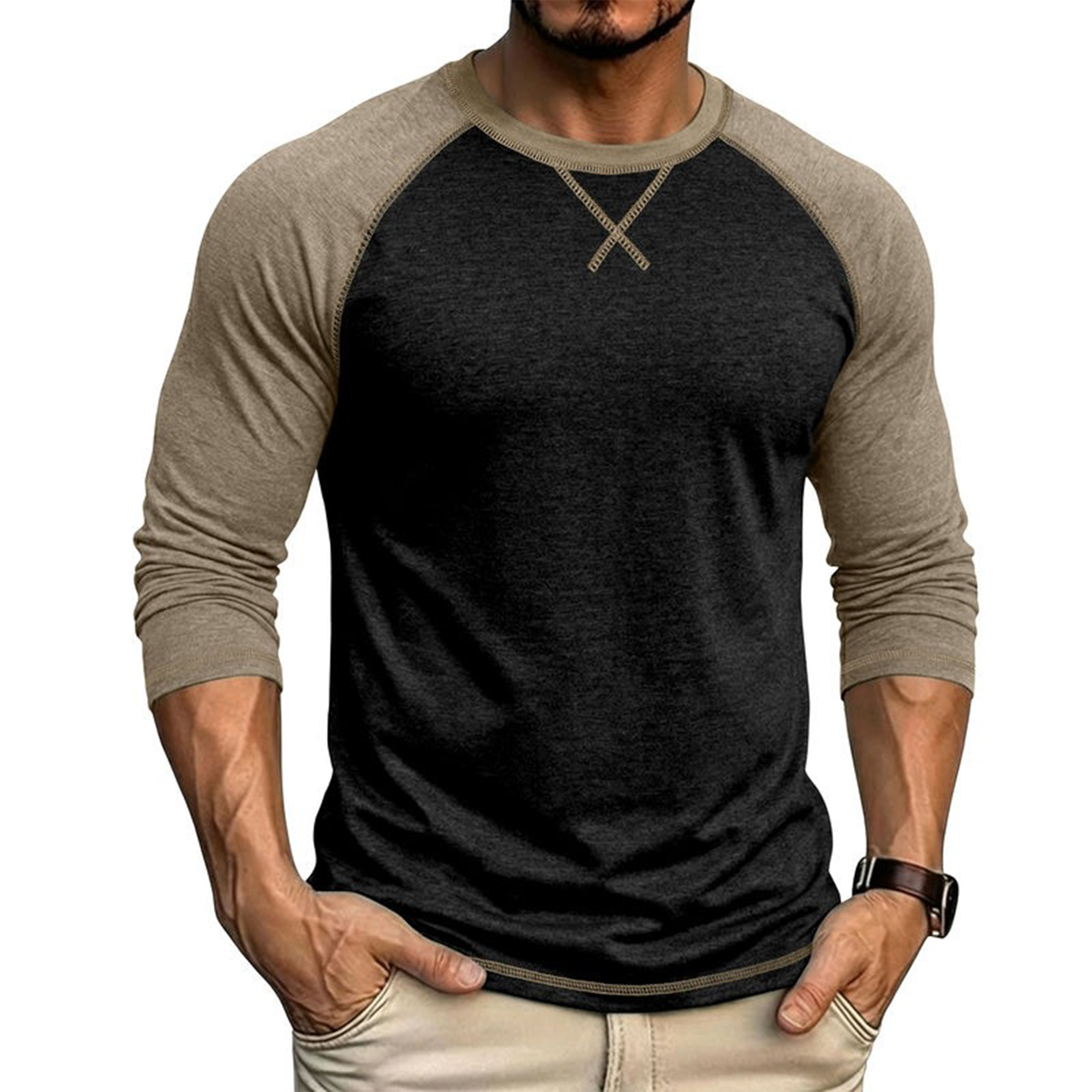 Men's Contrast Raglan Long Sleeve T-Shirt