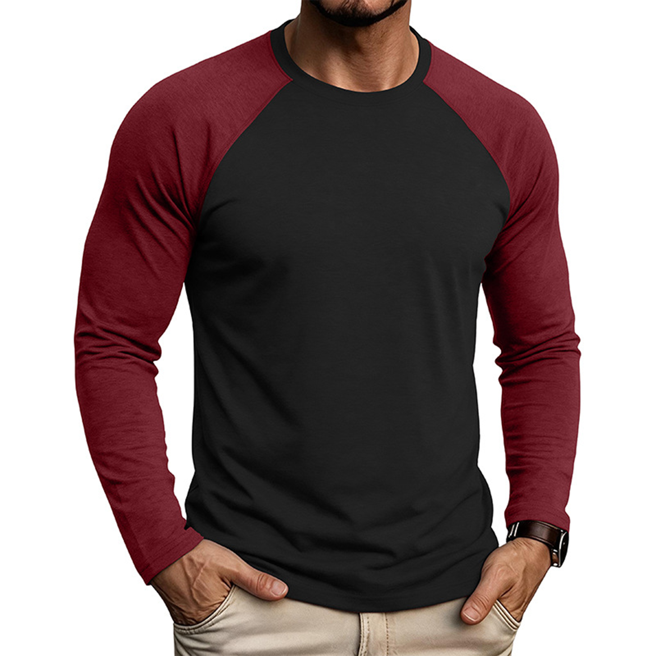 Men's Colorblock Raglan Long Sleeve T-Shirt