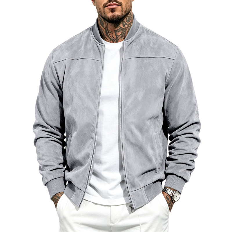 Men's Suede-Look Bomber Jacket
