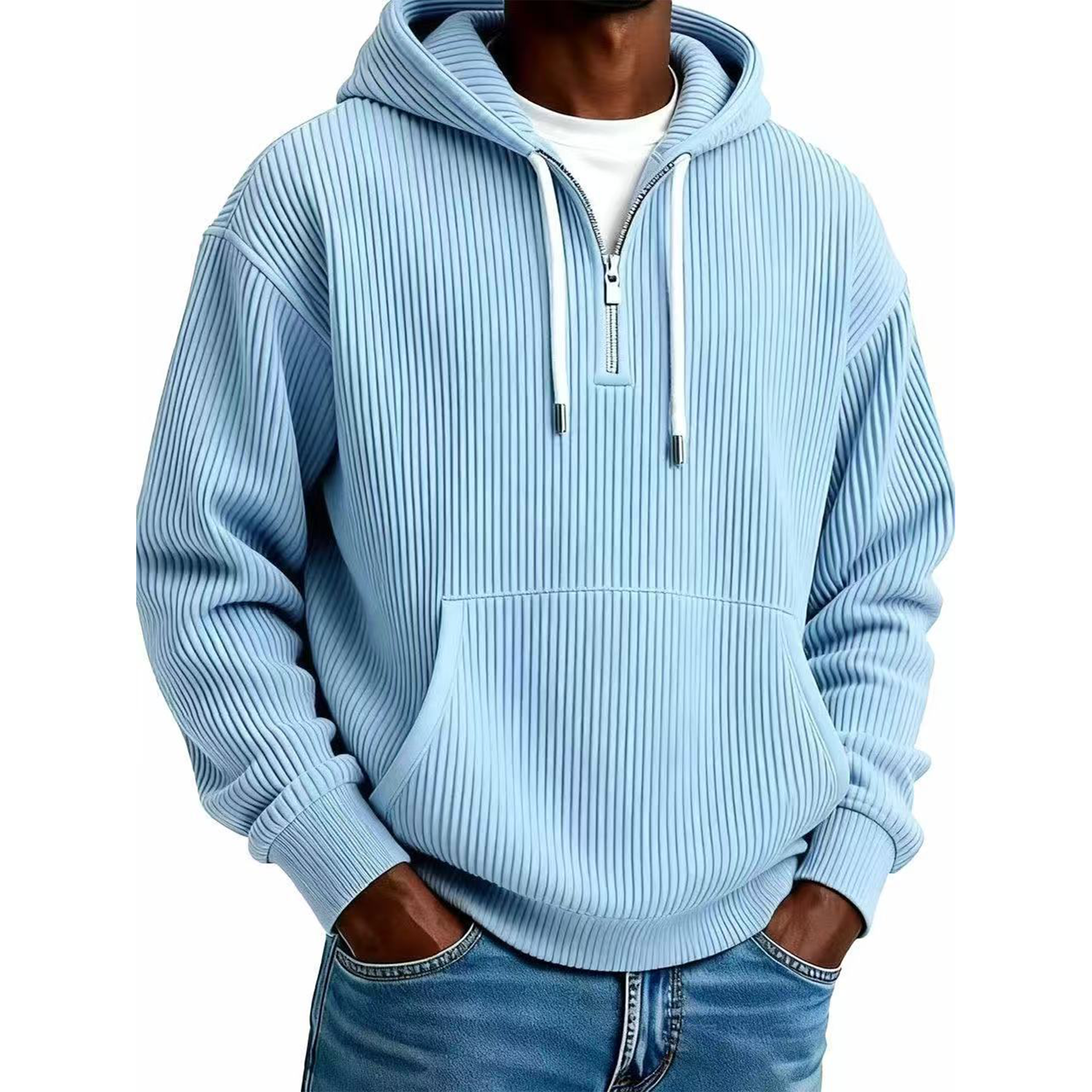 Men's Ribbed Corduroy Quarter-Zip Hoodie