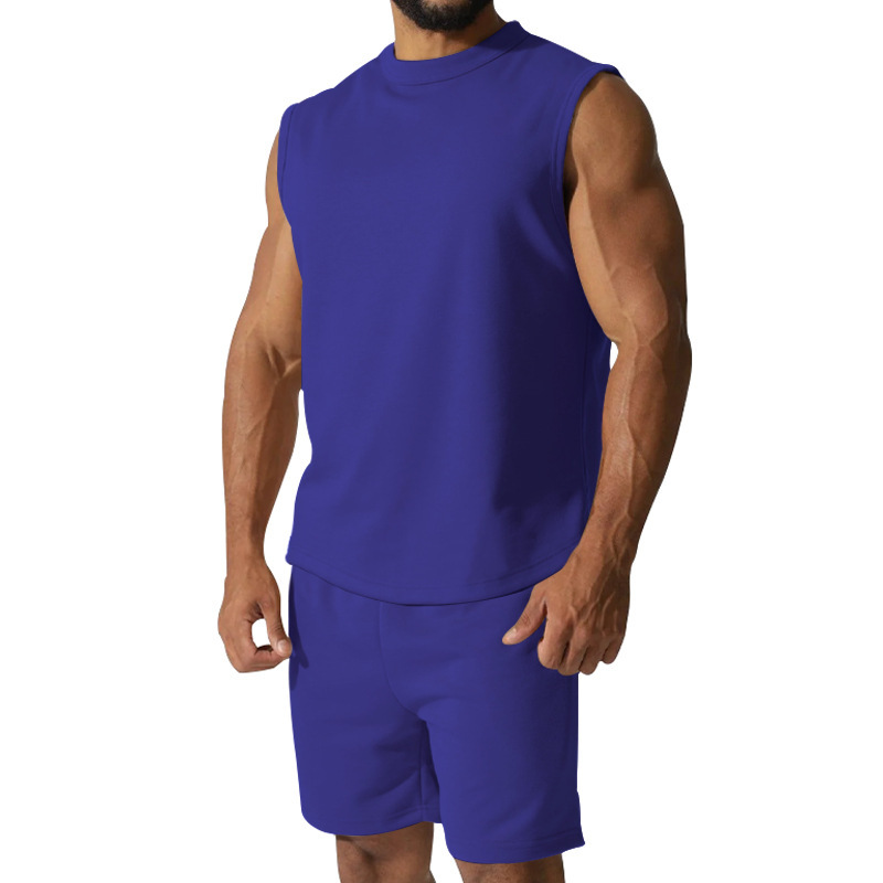 Men's Solid Color Sleeveless Sports Set