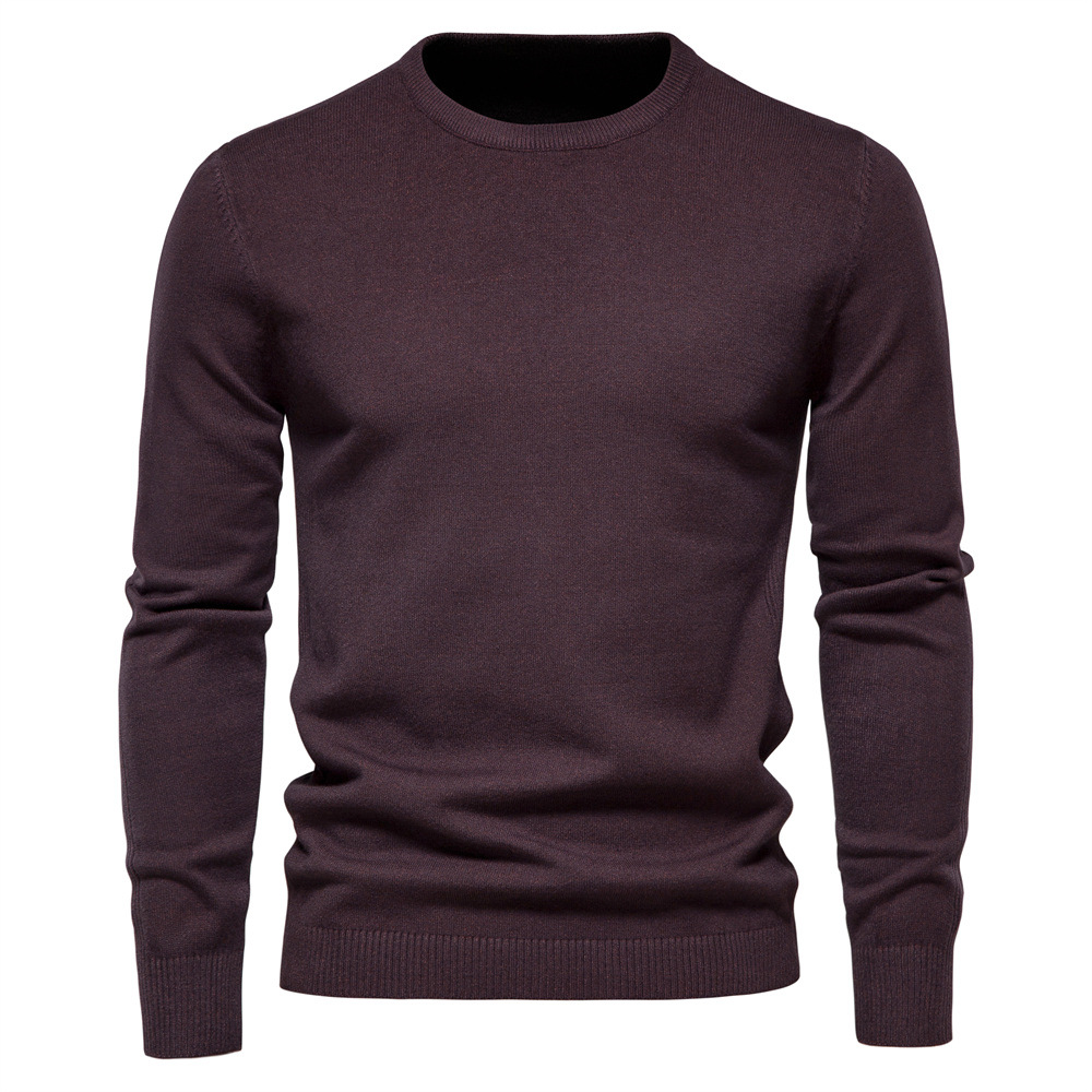 Men's Pullover Solid Color Warm Slim Crew Neck Sweater