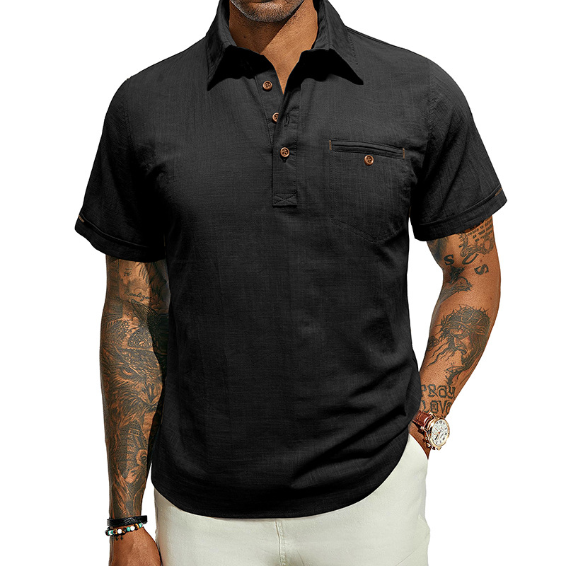 Men's Cotton Linen Short Sleeve Shirt