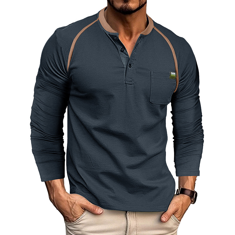 Men's Long Sleeve Henley Shirt for Fall/Winter