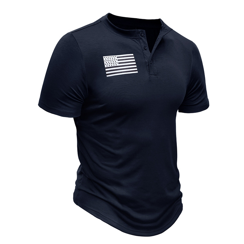 Men's Casual Button Short Sleeve Henley Outdoor Tactical Shirt