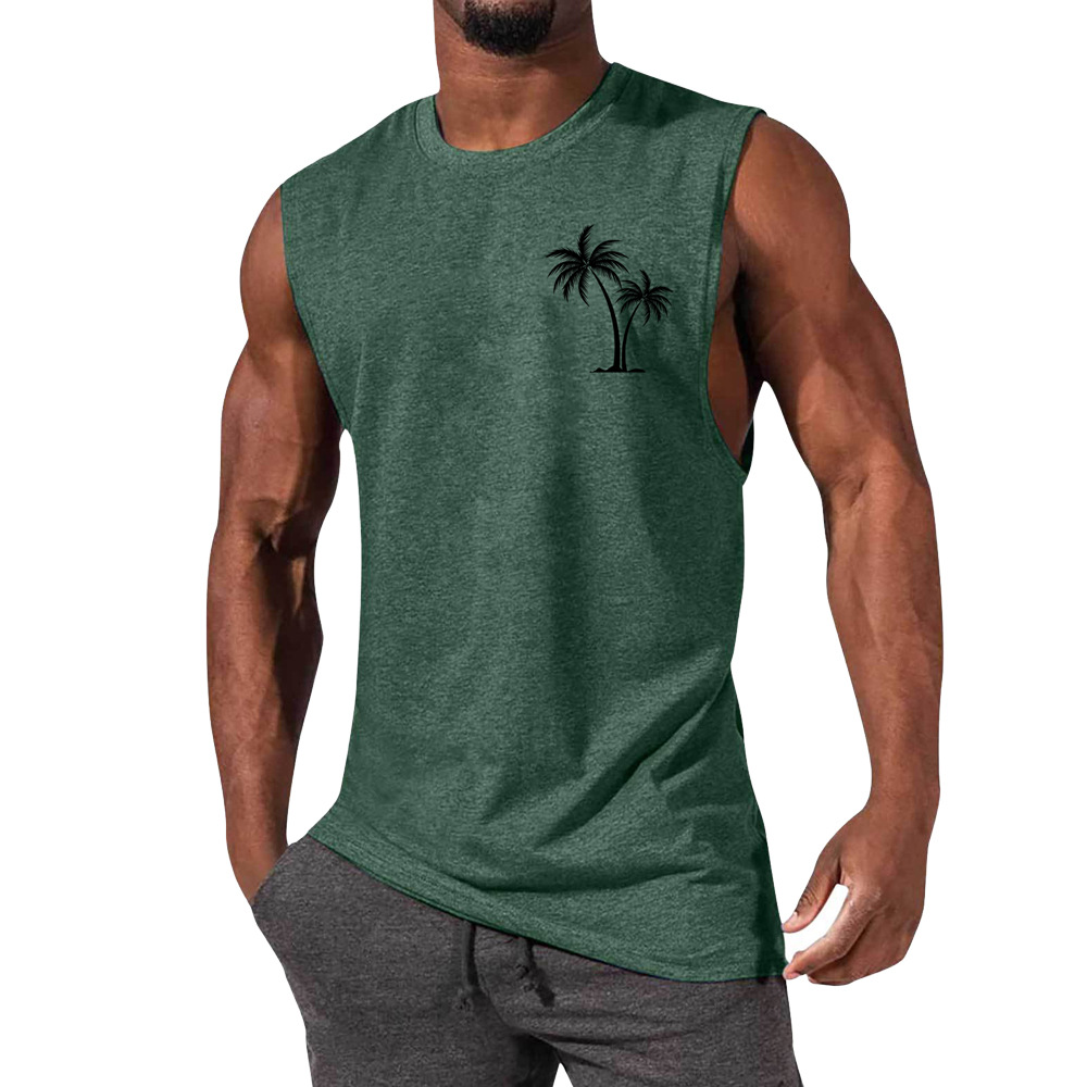 Men's Coconut Tree Print Muscle Leisure Sports Vest