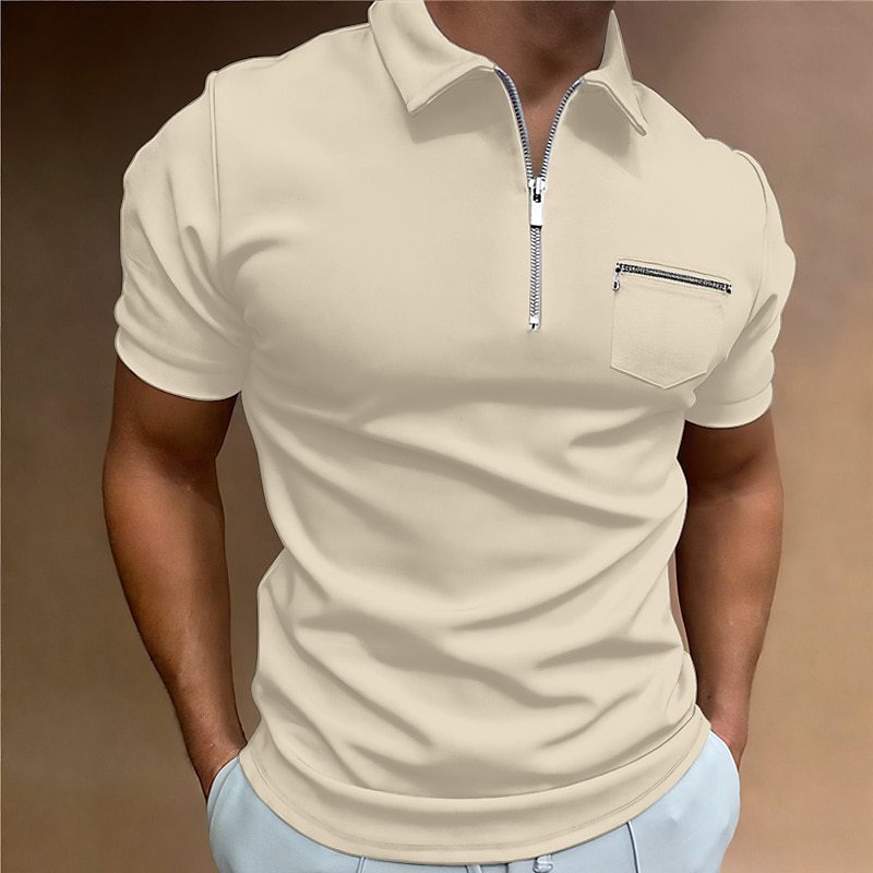 Men's Button Pocket Henley Athletic Polo Shirt